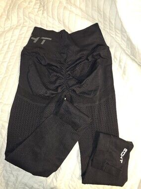 Seamless Black Womens Leggings with Scrunch Detail
